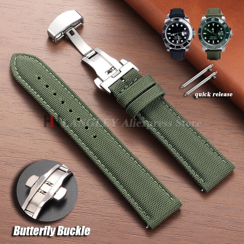 20mm 22mm Sailcloth Nylon Watch Strap for Omega for Seiko Business Buckle Waterproof Men Women Quick Release Watchband 251010