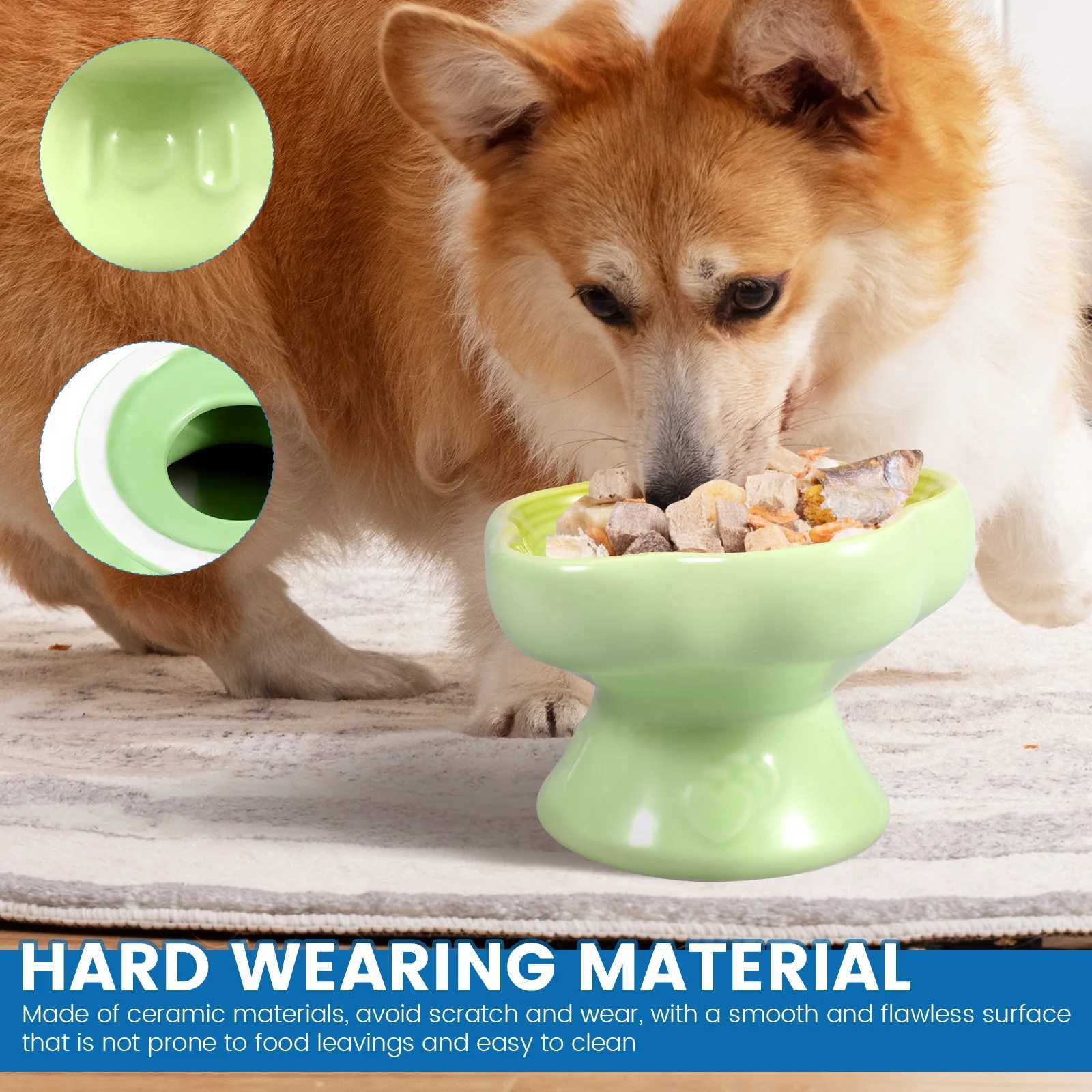 High Footed Slanted Neck Protection Pet Bowl Ceramic Raised Cat Bowl 230 ml 15 Dog Feeder Bowl for Pet Food Water Feeder C251009