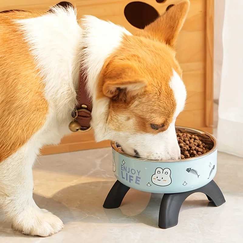 Cartoon Raised Cat Bowl AntiTip Pet Feeding Dish for Small Dogs Cats Neck Protection Cat Food Bowls Cat Feeder Pet Supplies C251009
