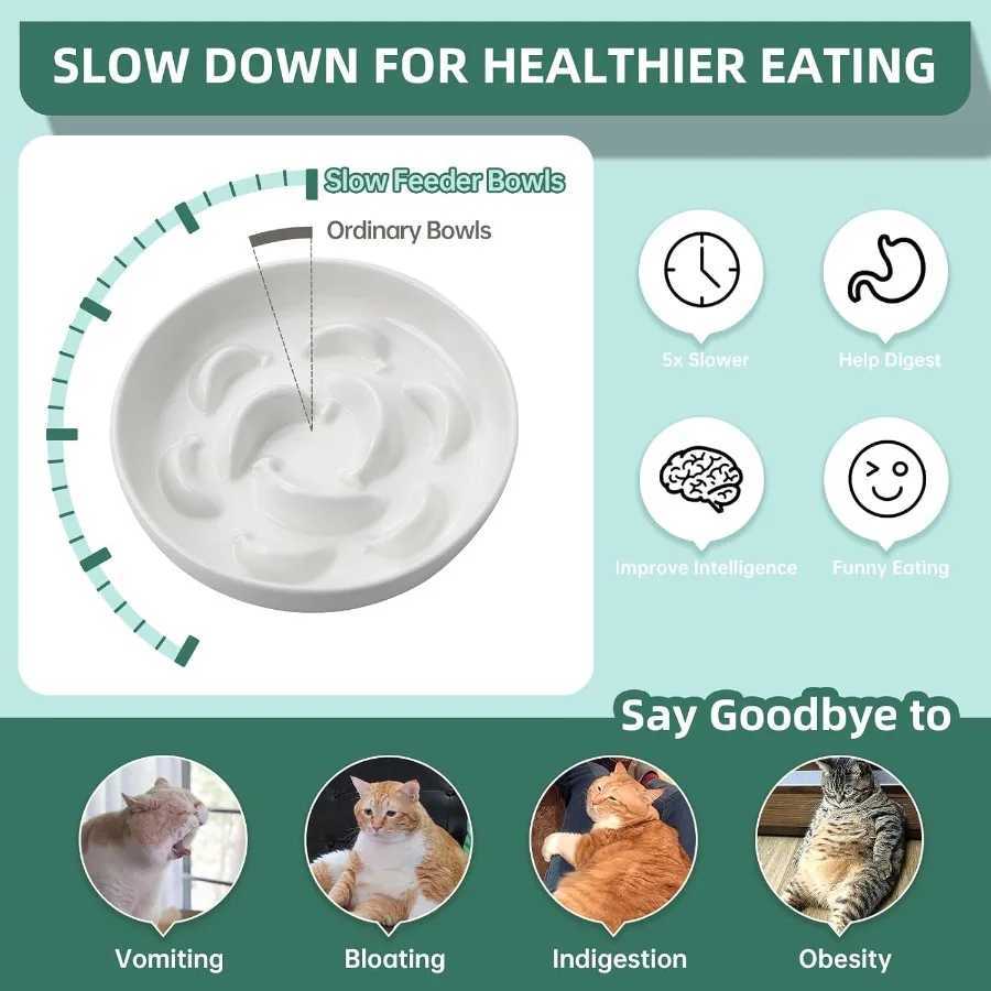 Ceramic Cat Slow Feeder Bowl Pastel Series Cat Plate for Dry and Wet Food Cute Maze Feeder Dish for Healthy Eating Dishwasher S C251009