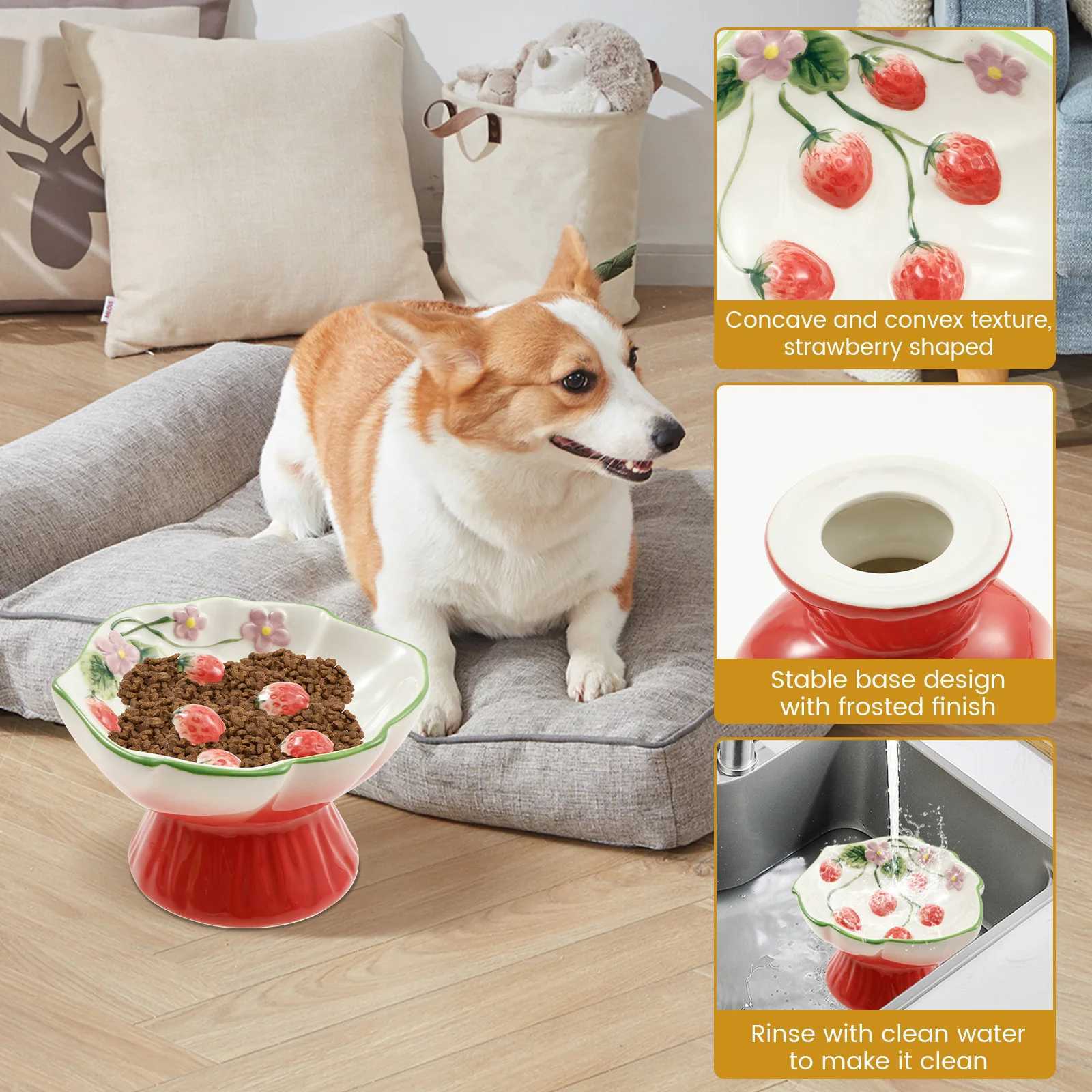 Ceramic Slow Feeder Cat Bowl Elevated Small Cat Food Bowl Wide Mouth Small Dog Slow Feeder Control Eating Speed for Dog Pet C251009