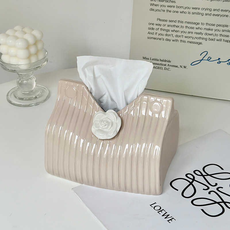 Camellia Tissue Box for Home Use in Living Room and Bedroom HighEnd Desktop Decoration Ceramic Tissue Box C251010