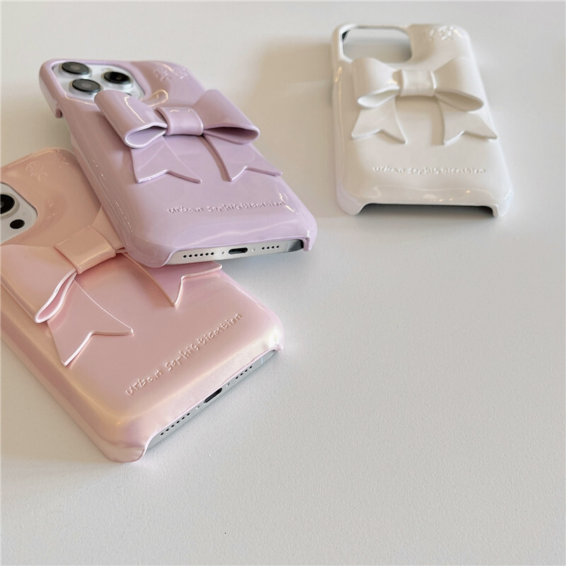 for iPhone17 Case, Simple Pure Color Cute 3D Bow Smooth Feel Suitable for Girls Shockproof and Wear-Resistant Phone Case