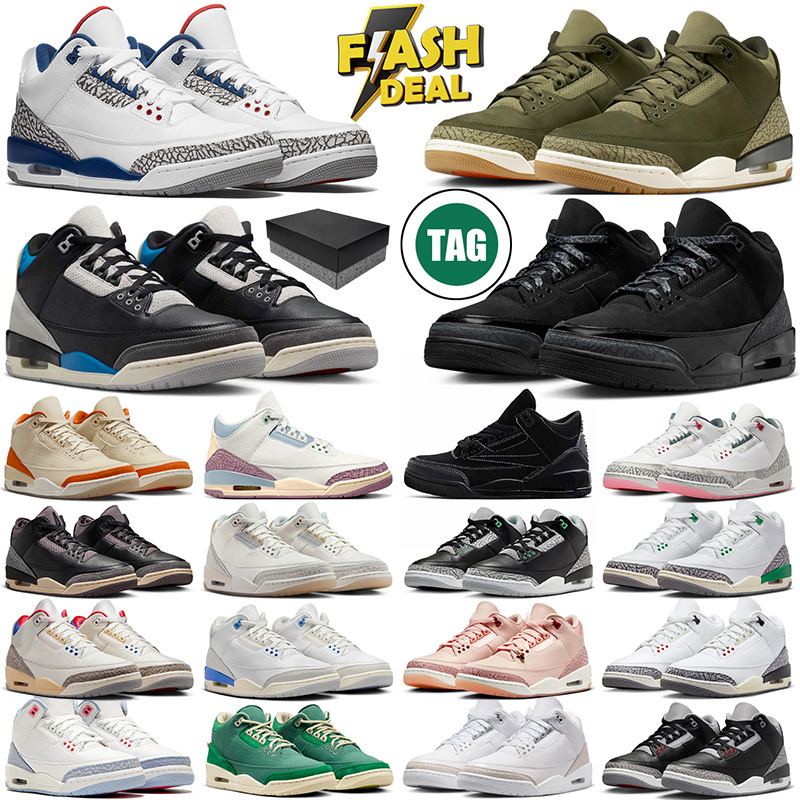 2026 designer 3 3s basketball shoes men women True Blue Black Cat Seoul 2.0 White Cement Reimagined Green Glow A Ma Maniere mens trainers outdoor sneakers with box