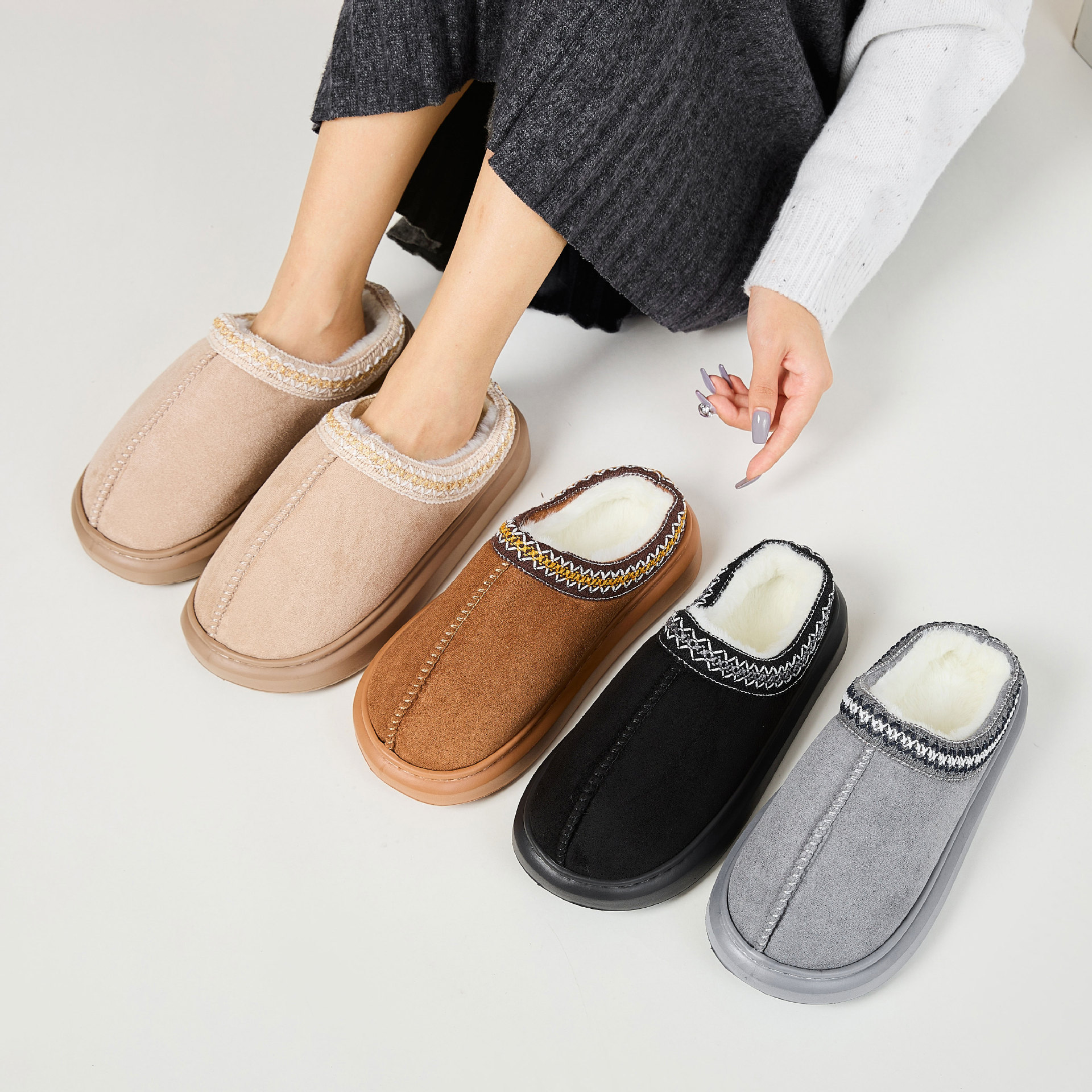 Slippers Fashion Fluffy Platform For Women 2025 Winter Plush Warm Cotton Shoes Woman Comfort Non Slip Unisex Home free shipping