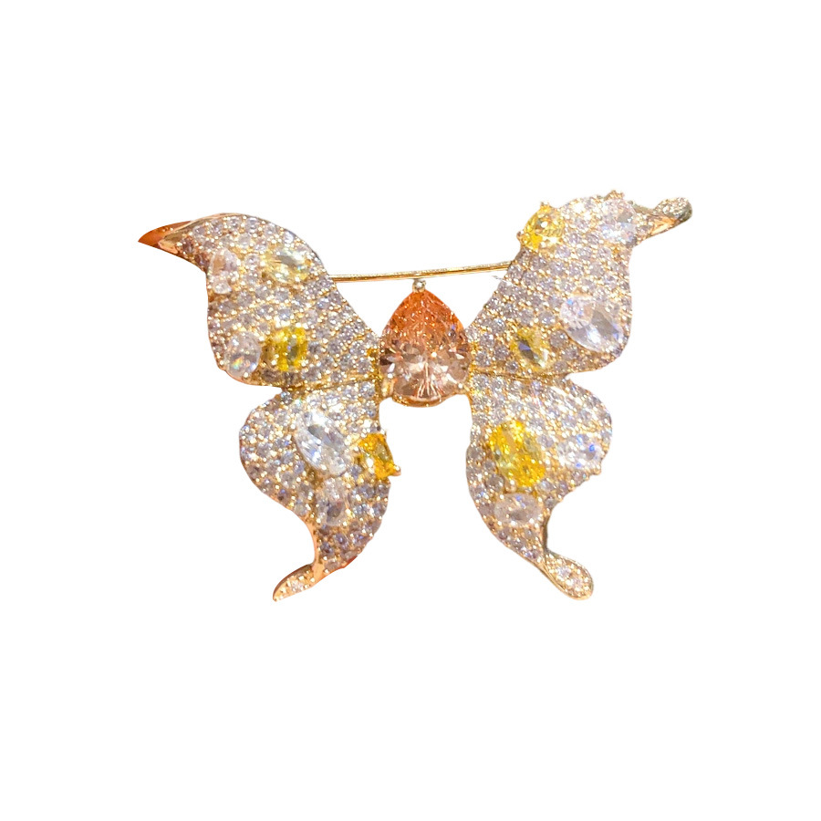 Designer Silver Toned Butterfly Brooch With Pink Sparkling Crystals Delicate Daily & Elegant Jewelry Gift For Her High - Quality And Stylish Accessory