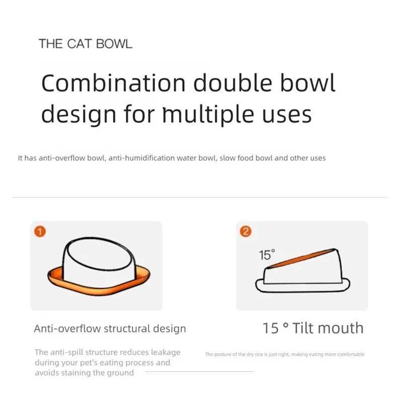 Cat Bowl with Crossneck Design And Antproof Square Base Spill And Leak Proof Pet Feeder for Enhanced Dining Experience C251009
