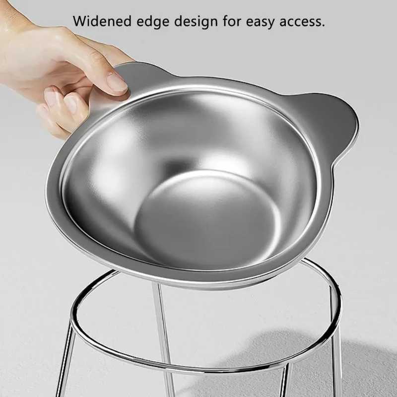 304 Stainless Steel Raised Cat Bowl with 15 Elevated Design Tilted Neck Guard Healthy Feeding Shatterproof for Cats Puppies C251009