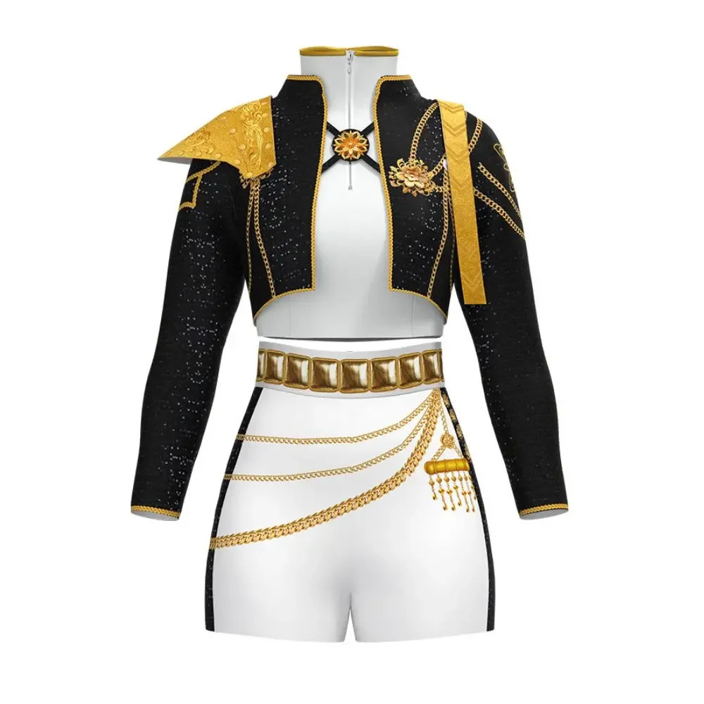 Kids Rumi Zoey Mira Demon Hunters Kpop Cosplay Costume for Child Girls Printed Clothing Roleplay Outfits Halloween Carnival Suit251010