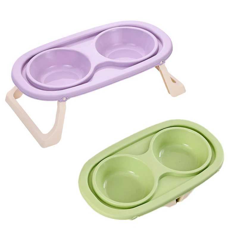 NonSlip Cat Feeder Foldable Pet Bowl for Kitten Lovely Pet Double Bowl With Stand Cat Drinking Bowl Dog Feeder Pet Supplies C251009