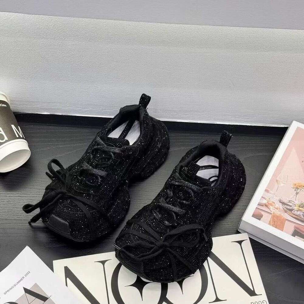 European Full Diamond Dad Sneakers Designer Shoe for Women 2025 Spring and Autumn New Thick-Soled Sports Street Style Casual Shoes Trendy Versatile