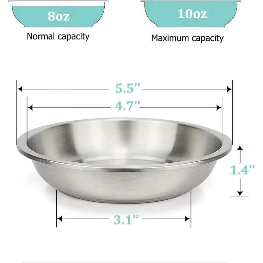 Stainless Steel Cat Bowls 2 Pack Whisker Fatigue Cat Food Dish Metal Shallow Wide Large Replacement Plate for Dog and Pe C251009