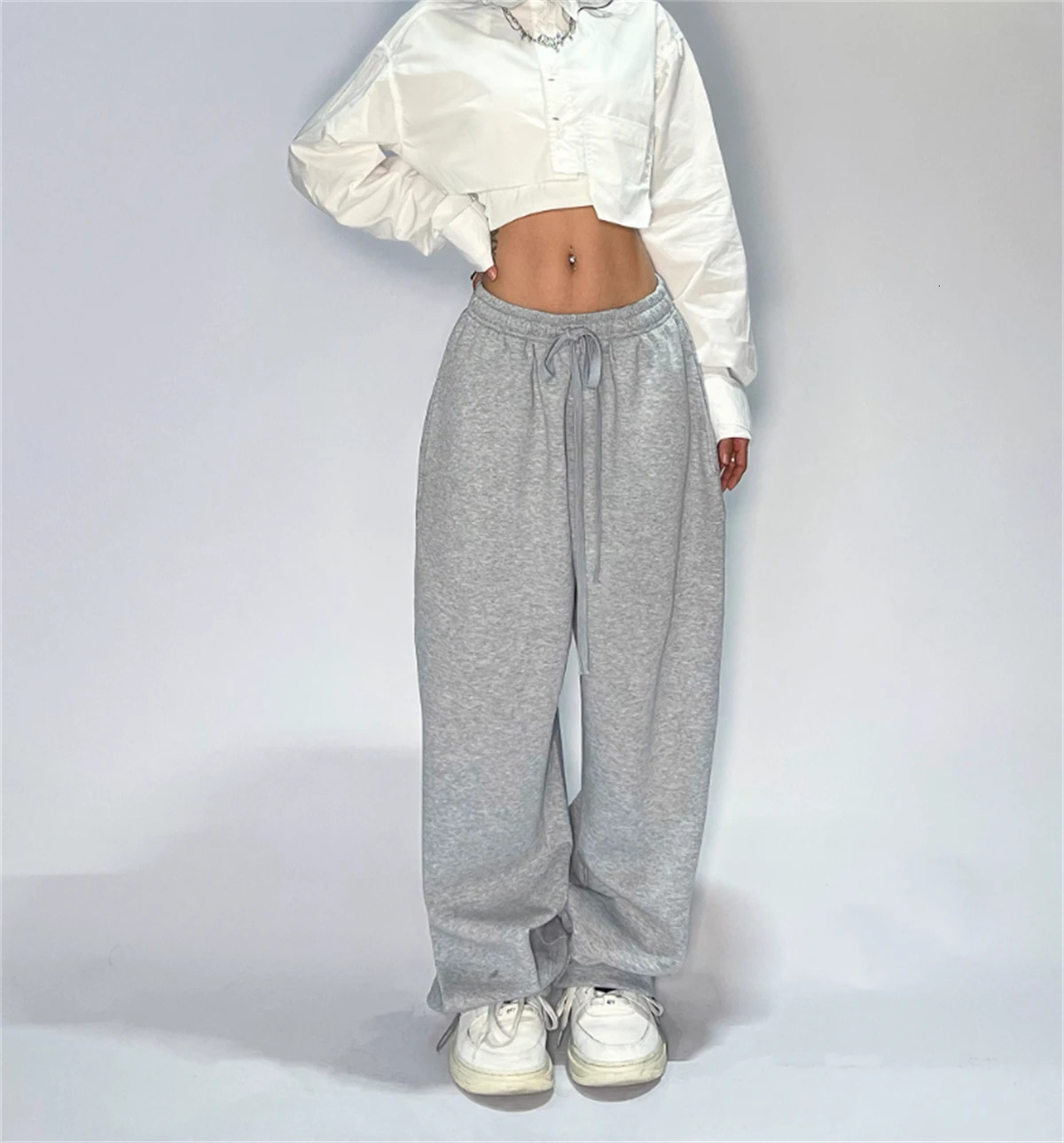 Women Harajuku Wide Leg Sweatpants Spring Fall Solid Fashion Sport Pant Female Casual Oversize Clothes Lady Baggy Trousers Z260314