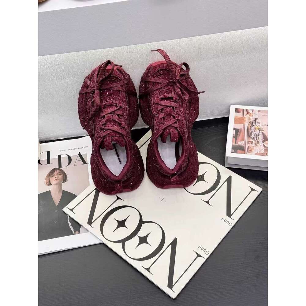 European Full Diamond Dad Sneakers Designer Shoe for Women 2025 Spring and Autumn New Thick-Soled Sports Street Style Casual Shoes Trendy Versatile