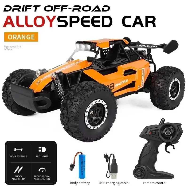 116 24G Model 2WD HighSpeed Offroad RC Car With LED Light Remote Control Climbing Vehicle Outdoor Trucks Car Gifts Kids ToysT251010