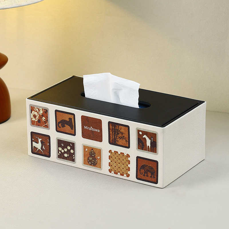 Oil Painting Multifunctional Home Desktop Tissue Box Storage Dining Table Living Room Highend Tissue Box Light Luxury Highend Feel New C251010