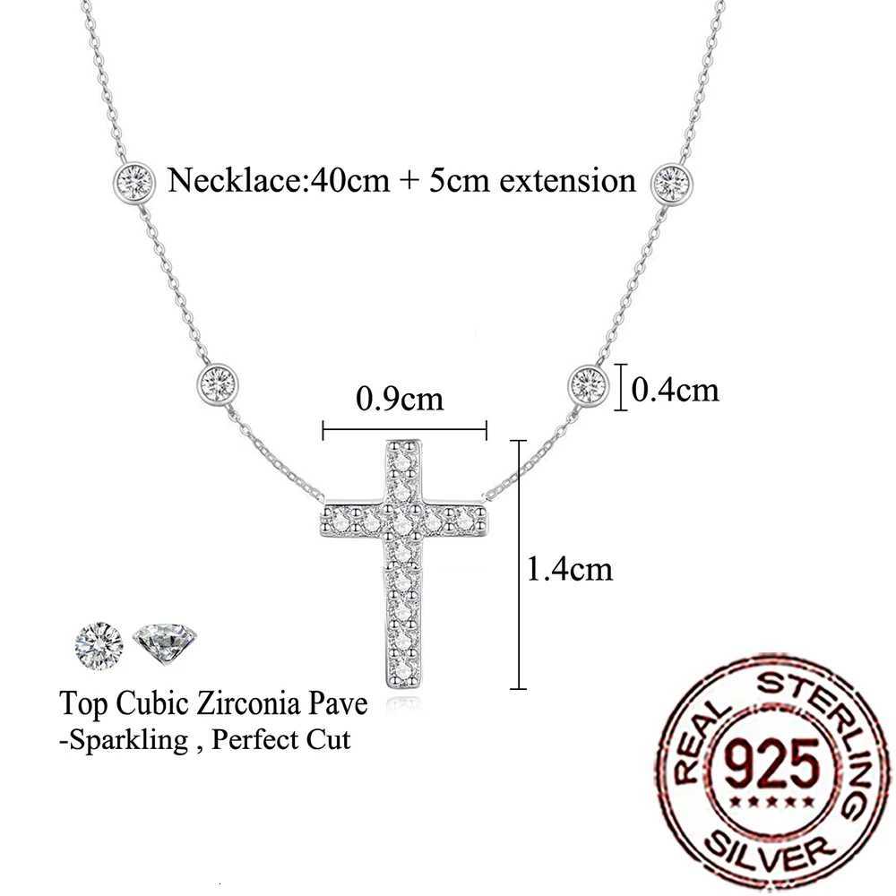 CWWZircons 925 Sterling Silver Elegant Cubic Zirconia Cross She Pendant Necklace for Women Anniversary Fine Jewelry Gift SD057XJ251010 - view 6