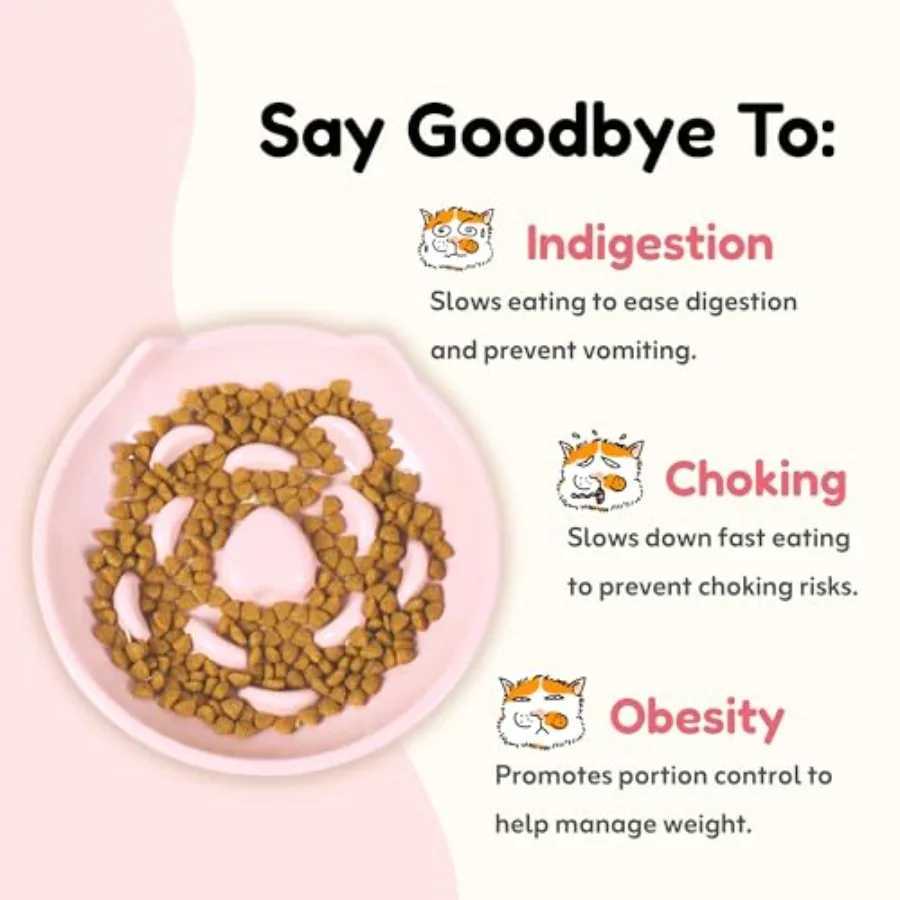 Ureakable Raised Slow Feeder Bowl for Cats and Small Dogs Elevated Cat Bowls Detachable Slow Feede Bowl Heavy Weighted NonSlip C251009