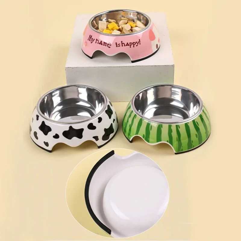 Super Good Quality Pet Bowl Stainless Steel Cartoon Dog Cat Food Feeder Imitation Ceramic Detachable Non Slip Bowls Pet Supplies C251009