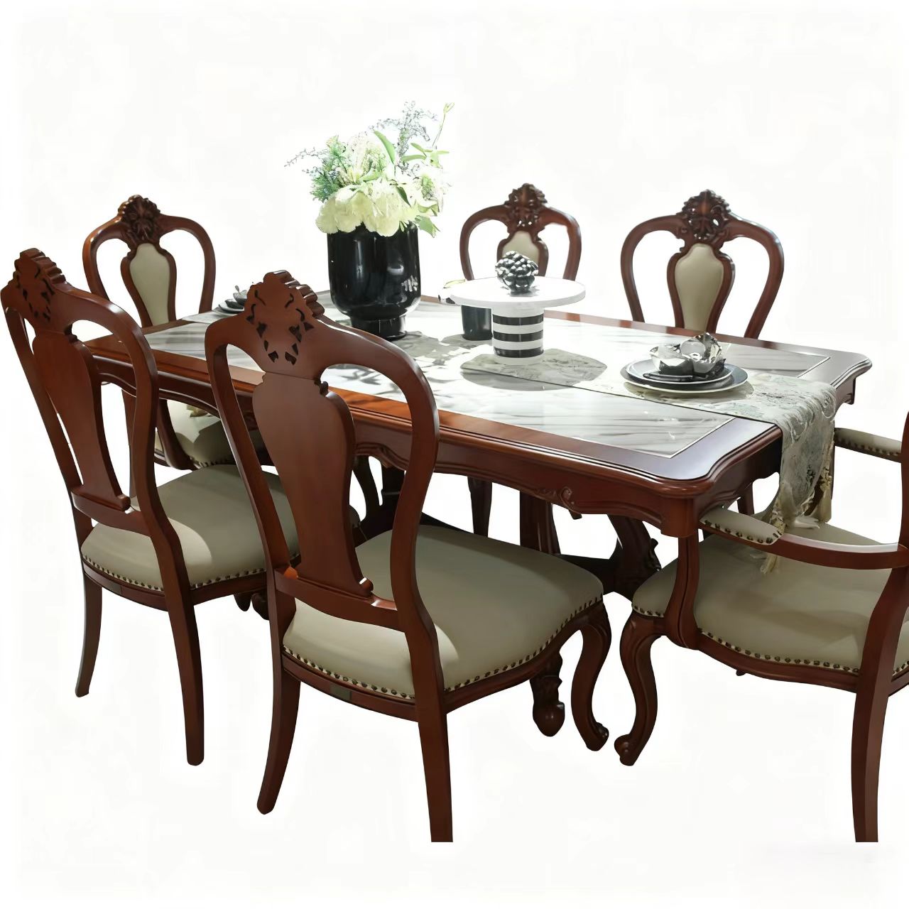 Zhong zhixin Premium Quality High End Solid Wooden Dining Set with Authentic Euro Design