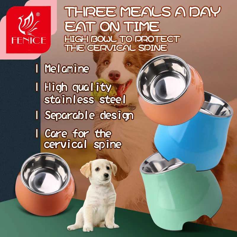 Fenice Pet Feeding Bowls Dog Food Water Feeder Stainless Steel Pet Drinking Dish Cat Puppy Supplies Small Dog Accessories C251009
