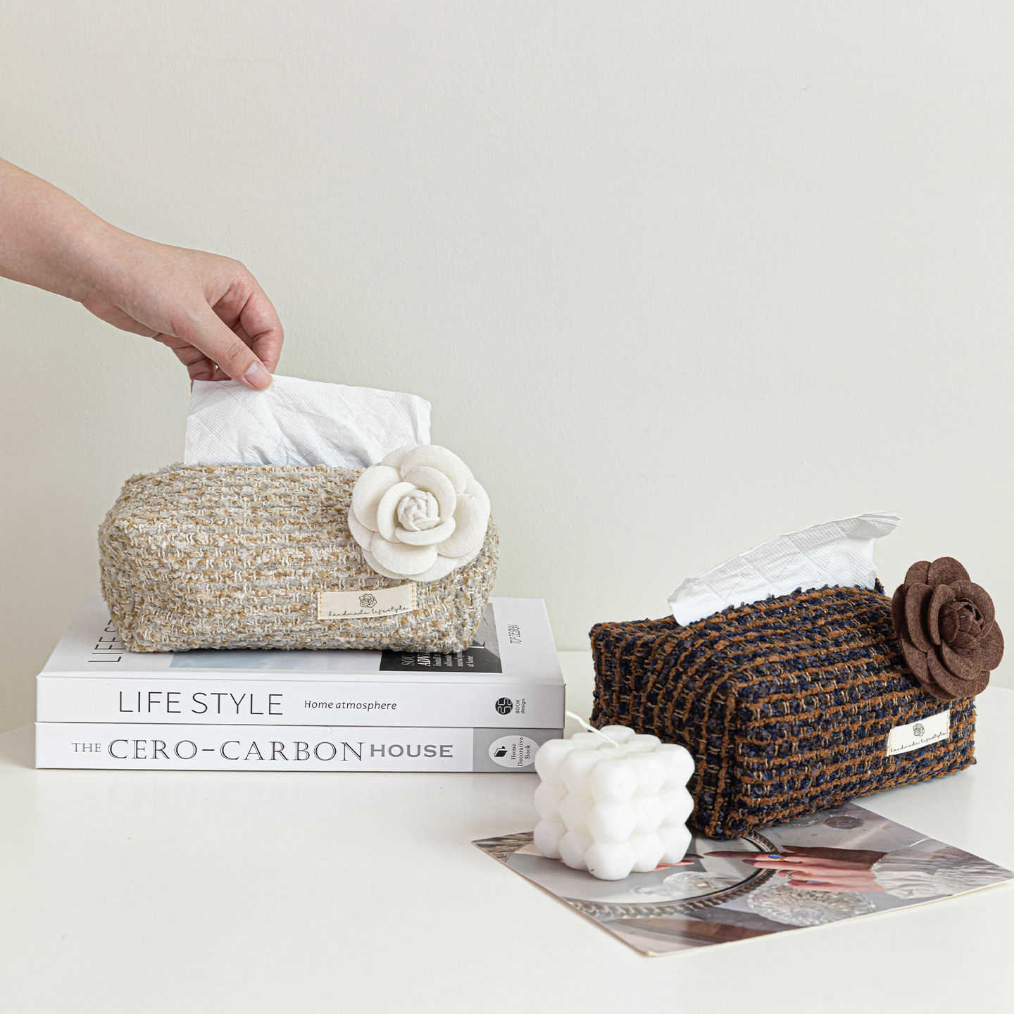 French Style Camellia Tissue Box Living Room Coffee Table Decoration Light Luxury HighEnd Desktop Storage Tissue Bag C251010