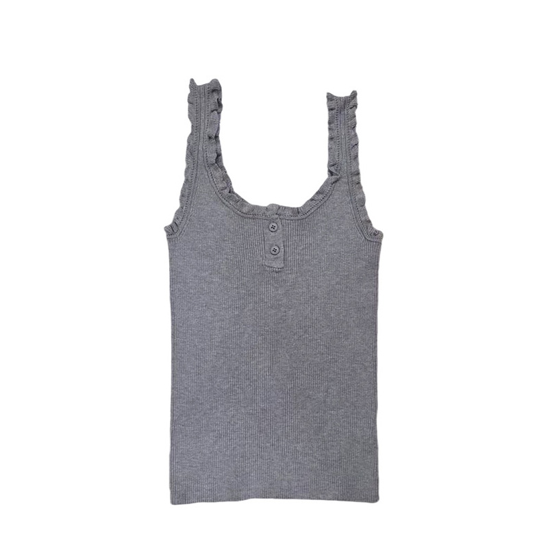 Women's Ruffled Strap Slim Camisole, Knitted Camisole, Inner Wear Top for Daily Casual-1703