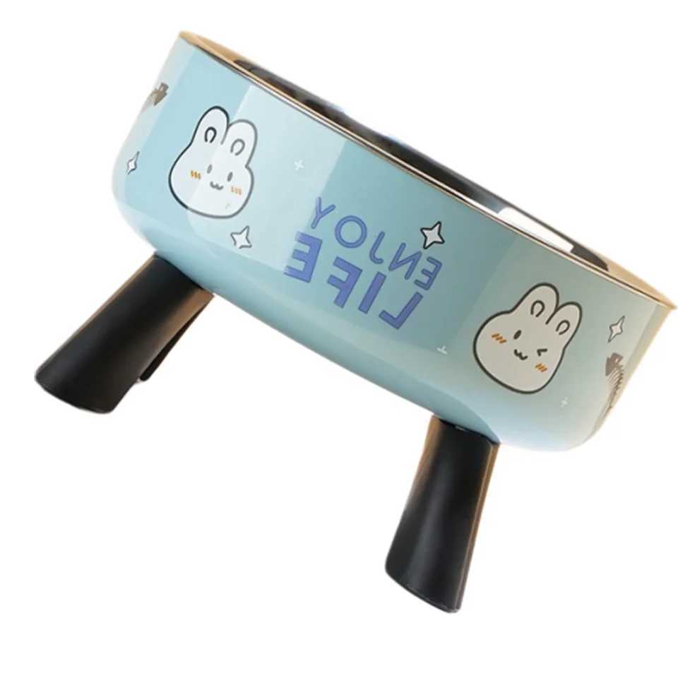 Cartoon Stainless Steel Pet Bowl Elevated Neck Saver for Cats Dogs AntiSlip Large Capacity Feeder C251009