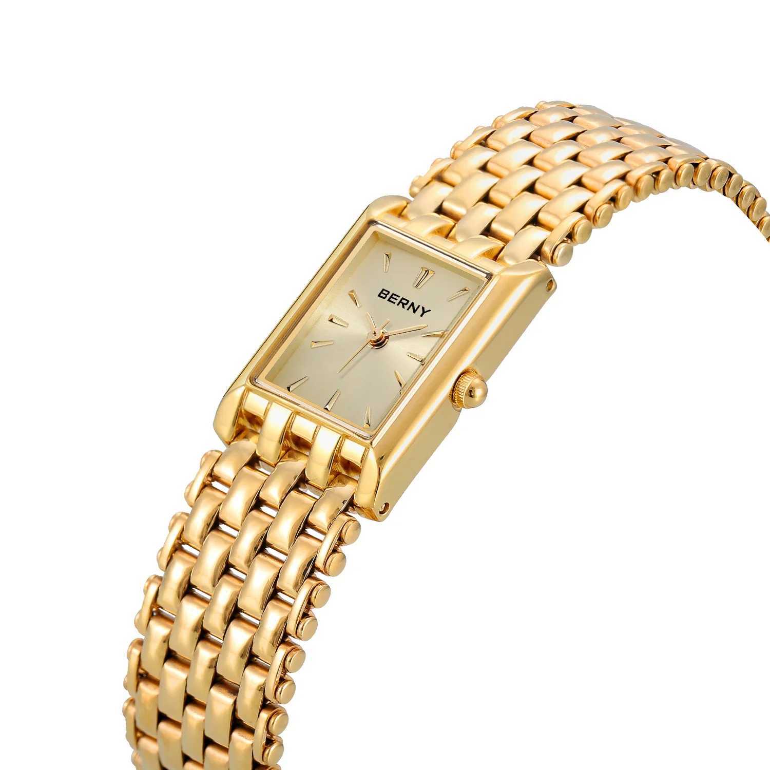 BERNY Gold Watch for Women Square Ladies Quartz Wristwatches Stainless Steel Women Small Gold Watch Luxury Casual Fashion Watch Z251009