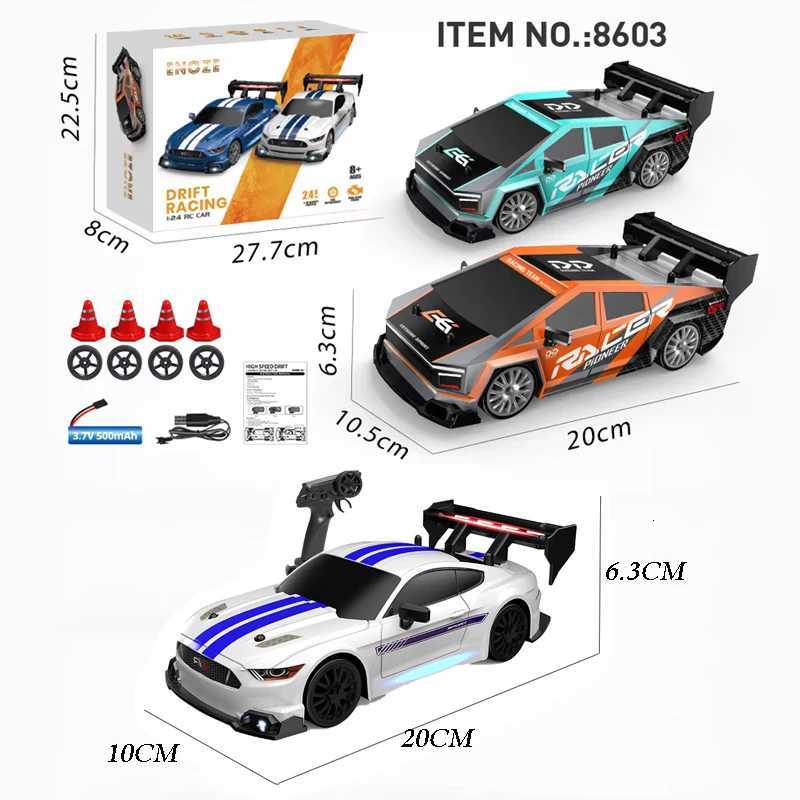 124 RC Drift Cars High Speed Vehicle Mustang 4WD Remote Control Racing Car Toy Boys Competition Race Car Gift Replaceable TireT251010