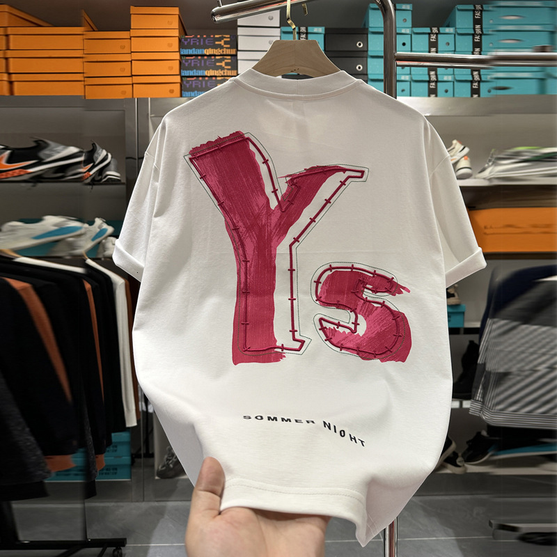 European And American High-end Embroidery Printed Short-sleeve T-shirt For Men Trendy Loose Casual American Style Cool Designer Shirt Designer Hoodie