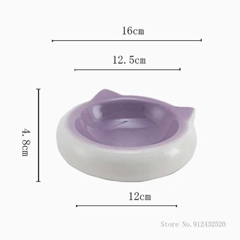 Creative Ceramic Flat Bottomed Cat Ear Shape Food Bowl Dining Plate Anti Overturning Pet Supplies Drinking Bowl 1Pc C251009