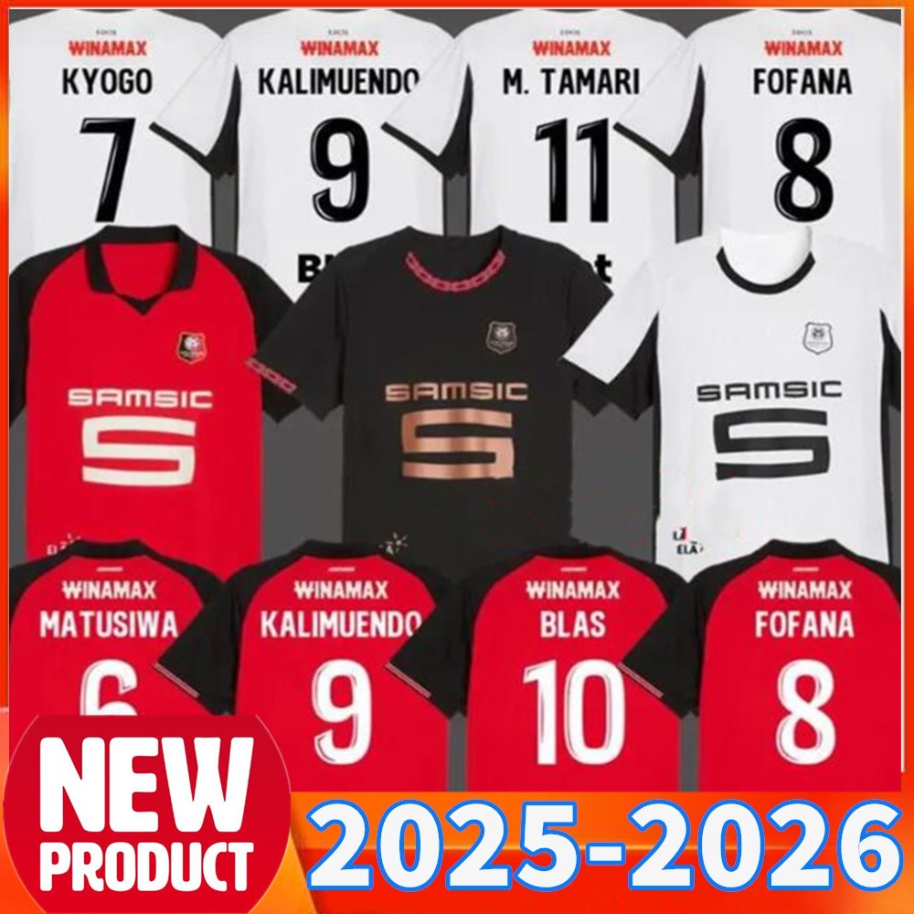 25 26 Stade Rennais Soccer Jerseys BLAS Fan Version home away jersey LEPAUL EMBOLO MERLIN BRASSIER CAMARA 2025 2026 Rennais Maillots De Foot