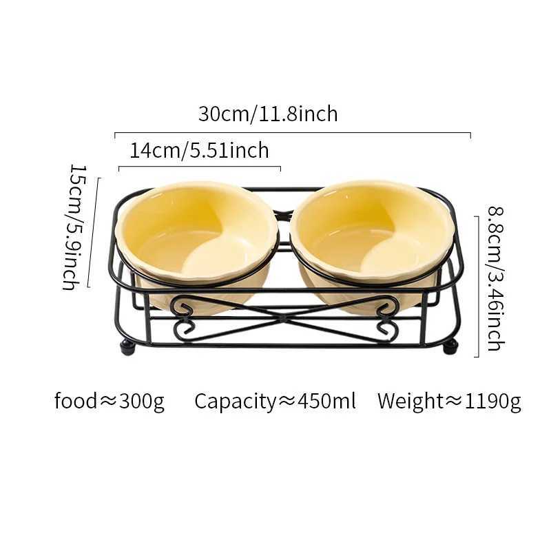 Ceramic Pet Bowl for Cats Dogs Elevated Neck Protection NonSpill Food Water Feeder C251009