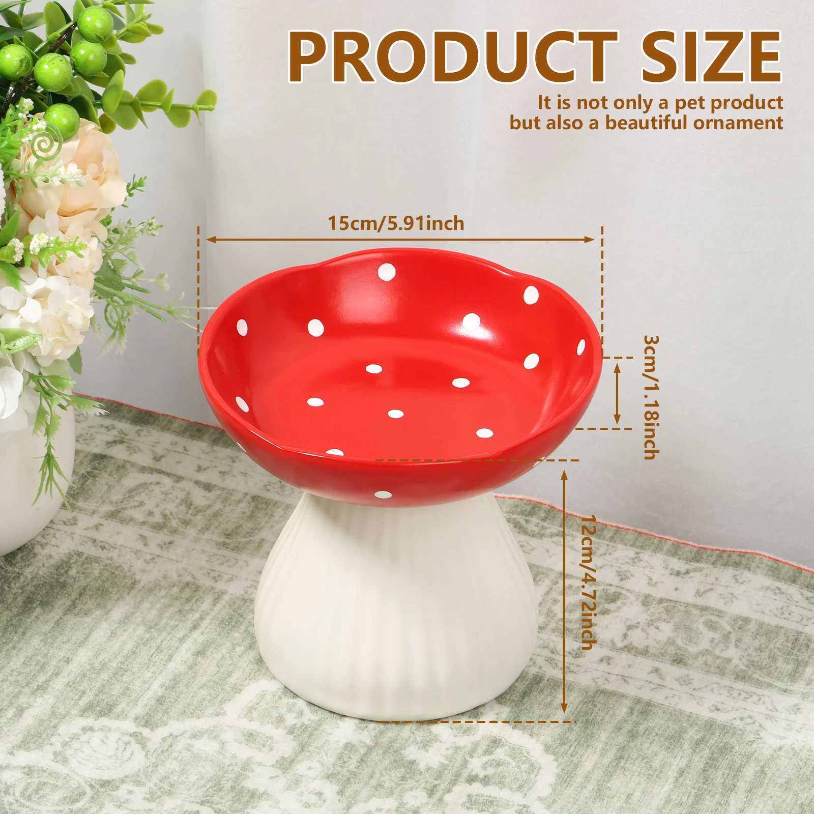 Mushroom Cat Bowl Raised Neck Protection Elevated Cat Food Bowl Water Plate Snack Dish Pet Feeding AntiOverturning Stand C251009