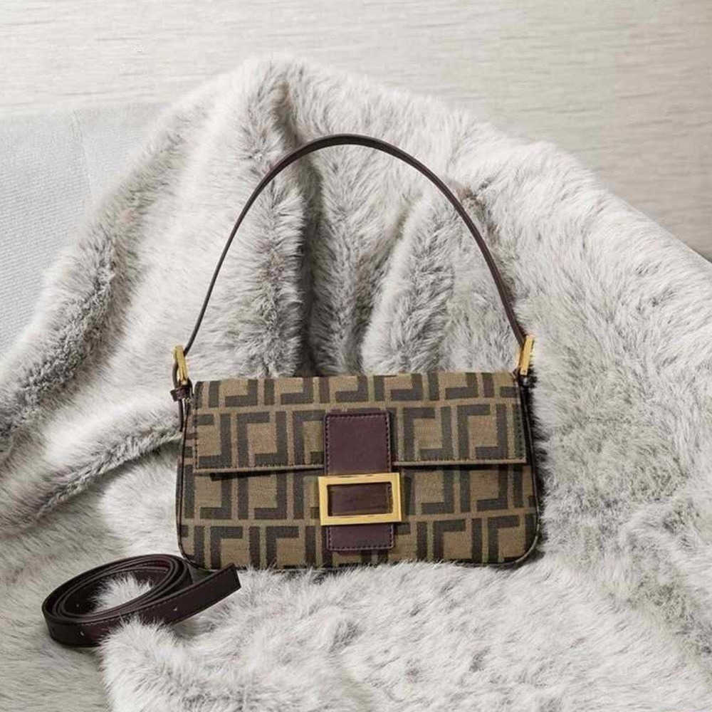 Shoulder Bags Designer bag High quality Women Crossbody baguette Bags Luxury Brand Vintage Canvas Messenger Bag Underarm half moon Handbag Purse Wallet Brown Bag F1