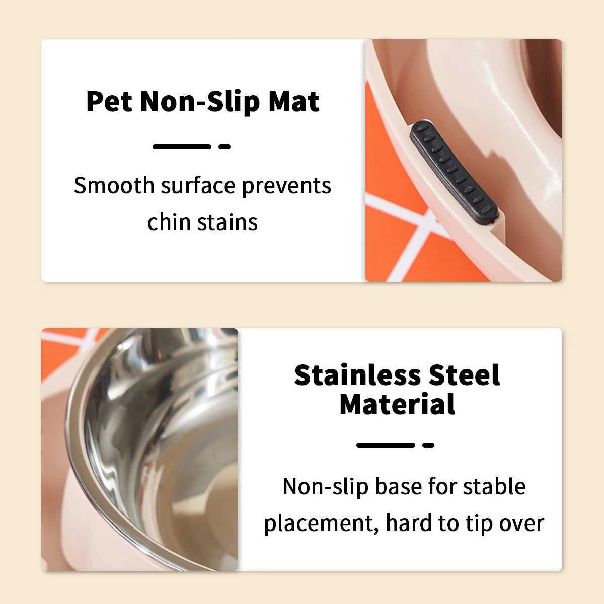 One Piece Strawberry Pet Stainless Steel Double Bowl Cat Bowl Simple and Stylish AntiLeakage Food Dog AntiChoking Slow Food Bo C251009