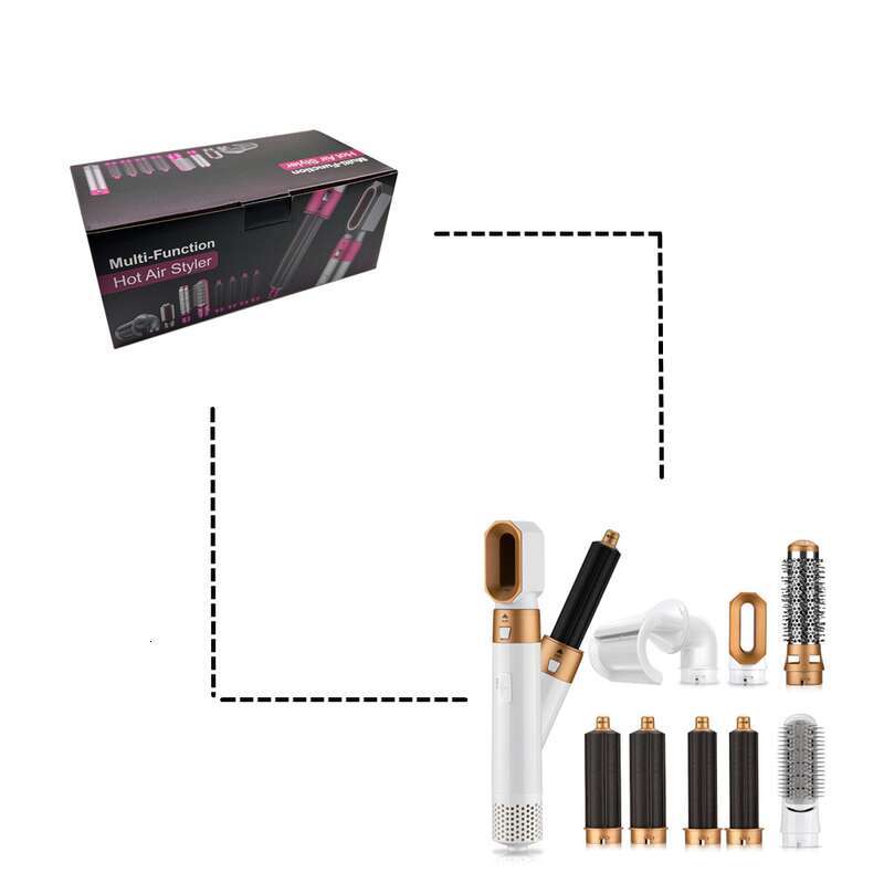 Electric Hot Air Brush 8 In 1 Dryer Straightener Curling Styling Tool Set Professional Hair Styler