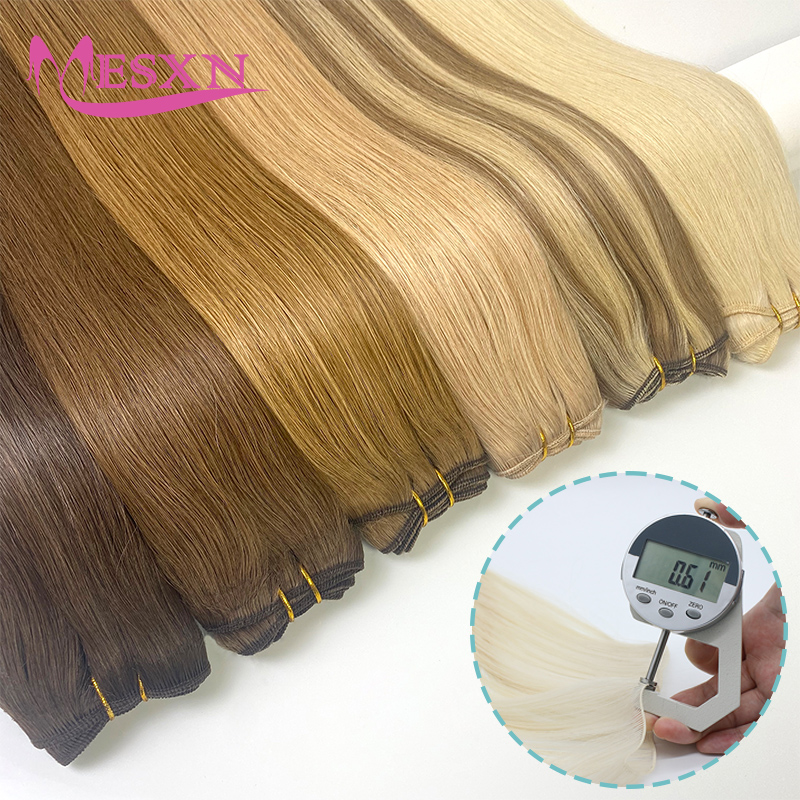 Human Hair Wefts Extensions Remy Hair Double Weft Real Human Hair Natural Weaving Bundles Black Brown Blonde For Salon Straight