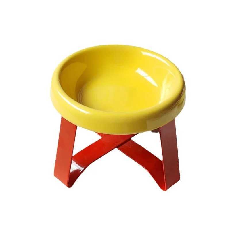 Pecolo genuine neck protection high footed dog cat food bowl drinking bowl ceramic cat bowl anti black chin pet bowl UFO bowl C251009