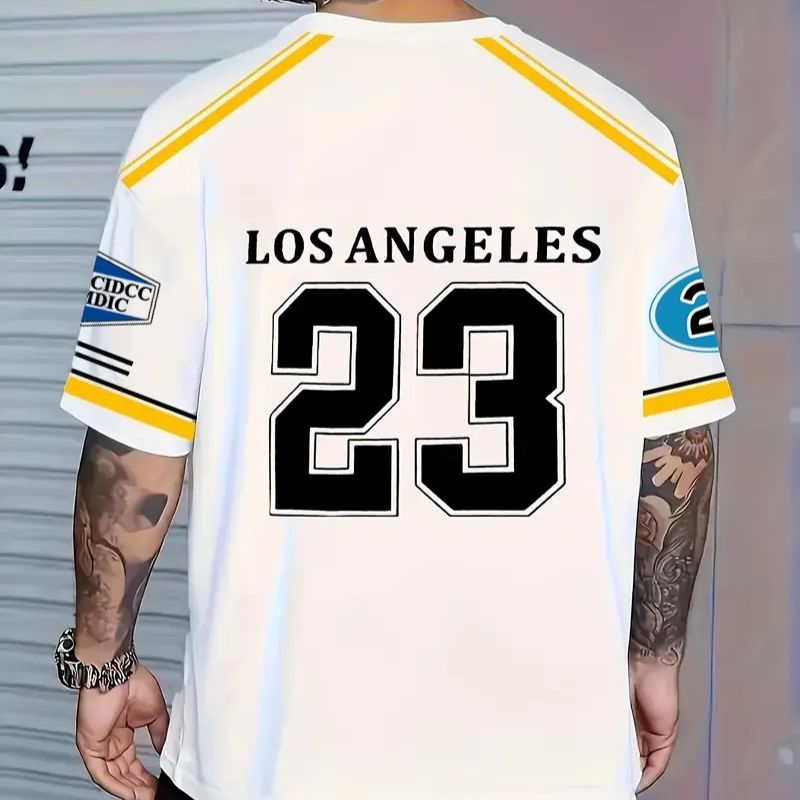 Men's Los Angeles "23" Graphic Oversized T-Shirt - Sports-Inspired Casual Tee-48