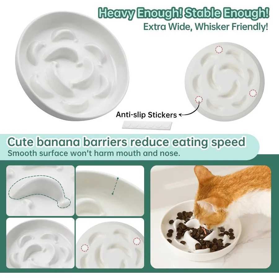 Ceramic Cat Slow Feeder Bowl Pastel Series Cat Plate for Dry and Wet Food Cute Maze Feeder Dish for Healthy Eating Dishwasher S C251009