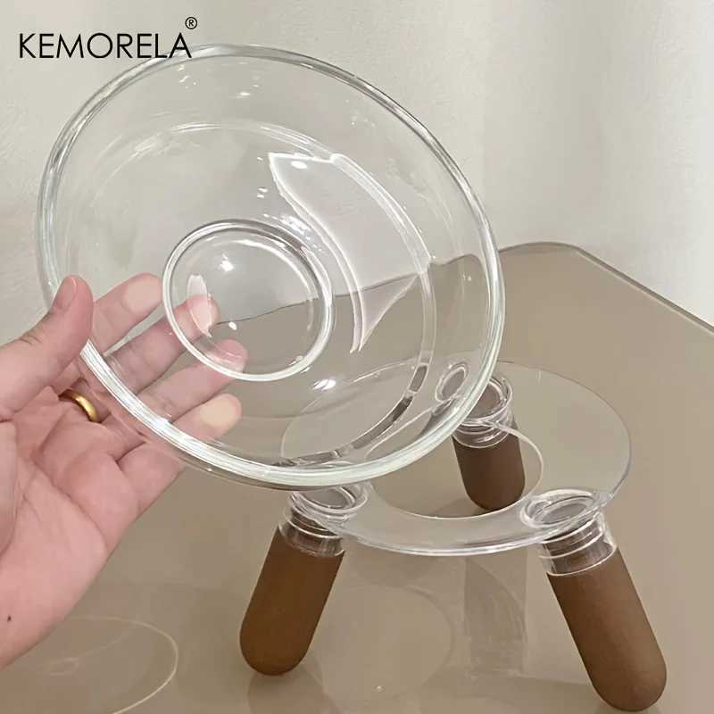 KEMORELA Elevated Pet Tilted Food Bowl Water Bowl Transparent Plastic Cat Bowl For Protecting Pet Cervical Vertebra Removable C251009