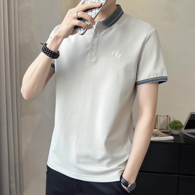 Ice Silk Short Sleeve T-shirt Men Summer Thin Polo Shirt High-end Casual Pique Cotton Summer Fashion Brand Designer Designer Shirt Hoodie Half Sleeve
