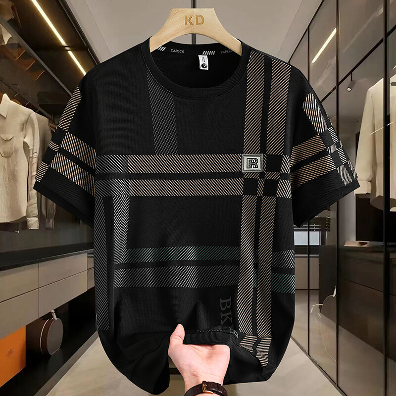 Men's Short Sleeve Designer Shirt T-shirt Summer Slim Fit Trendy Fashion Round Neck Half Sleeve Ice Silk Designer Hoodie Cool Brand Men