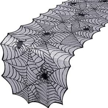 Halloween tablecloth spider web fireplace towel disposable bat spider table flag light decoration set ZUQU01