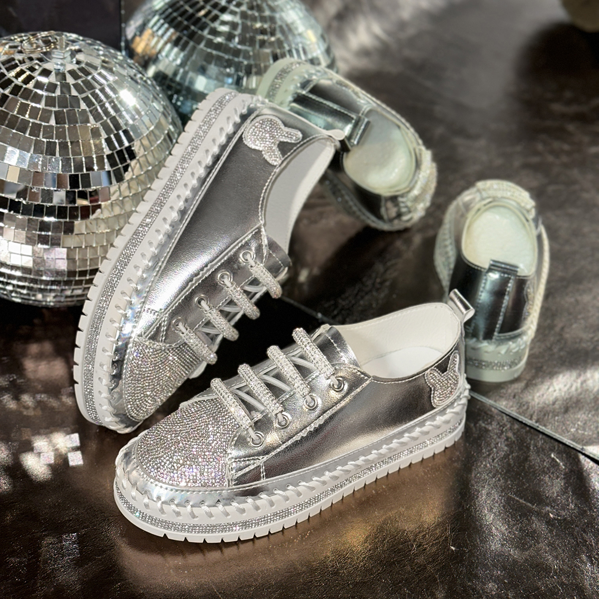 Fashion 3cm Luxury diamonds Platform Sneakers for Women Casual Non Slip Thick Sole Sports Shoes Woman Comfortable Casual Designer Sports Shoes Zapatos