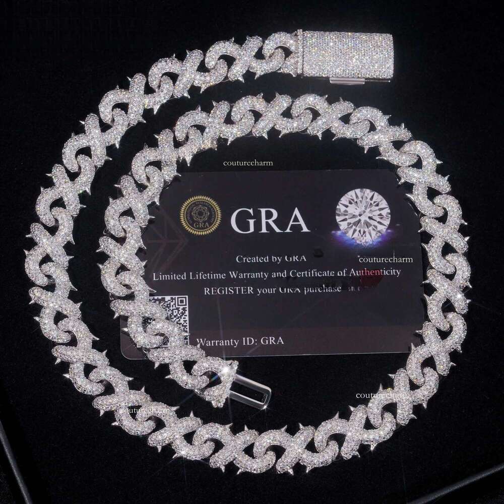 Crazy Hip Hop Jewelry Rappers S Sier VVS Moissanite Dia Iced Out 12MM Infinity Link Cuban Chain Necklace for Men