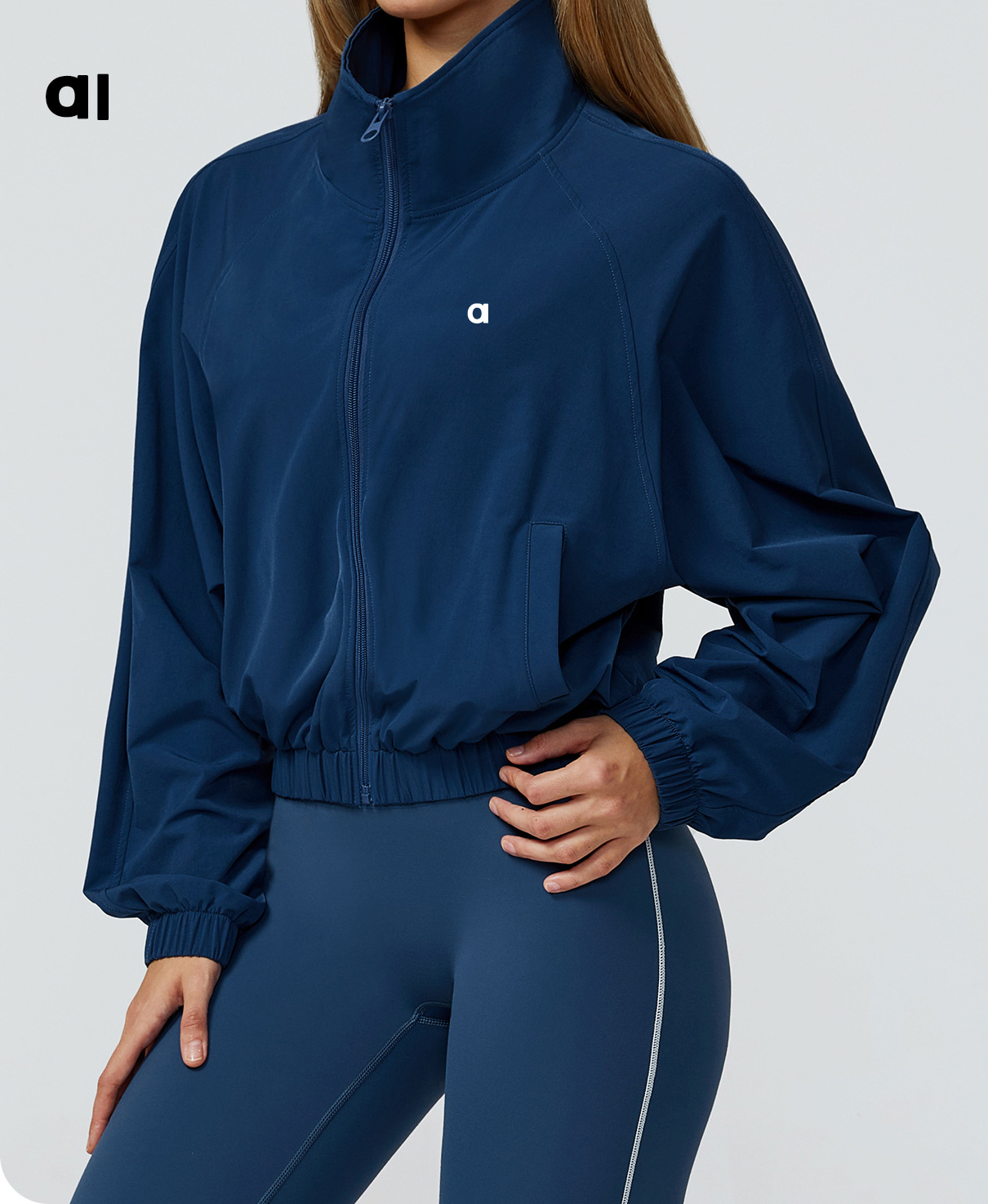 Quick drying stand up collar sports jacket women's zipper windproof outdoor running fitness long sleeved yoga suit A-5412 jacket