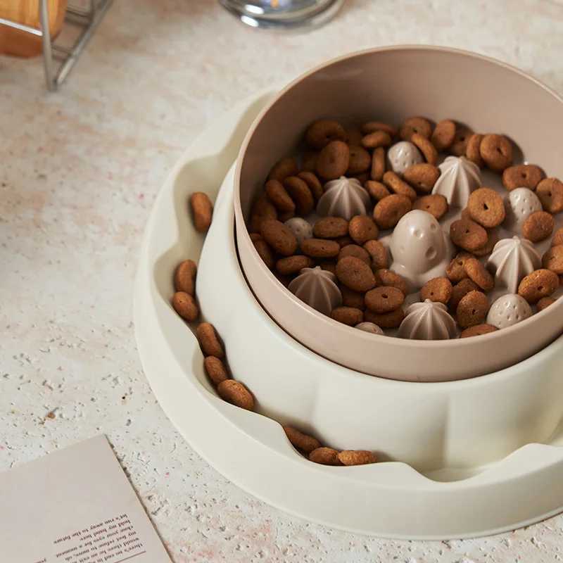 304 Stainless Steel Slow Feeder Bowl Heavy Duty AntiTip Base AntiChoke Maze AntProof Design for CatsSmall Dogs C251009